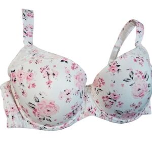 Laura Ashley, 40D White Floraled Bra